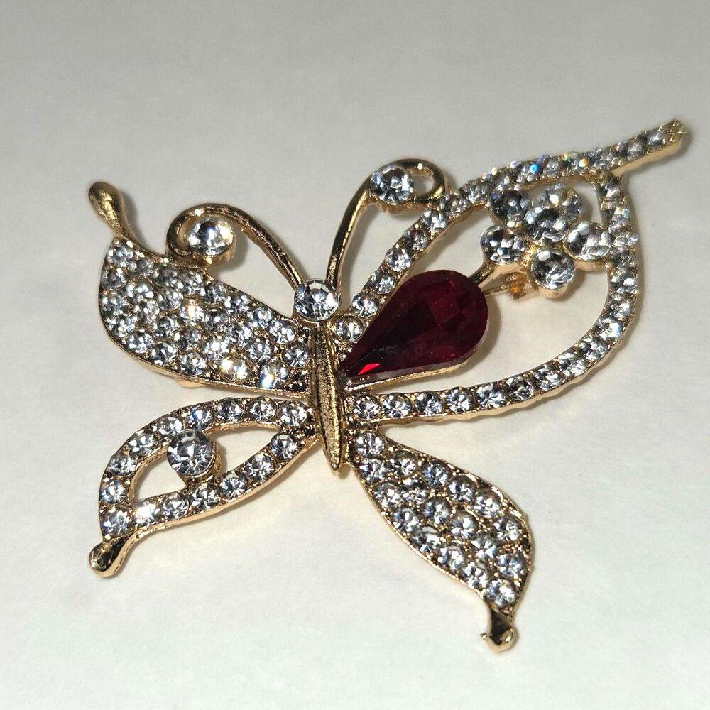 Butterfly Red Clear Rhinestones - Picture 5 of 10